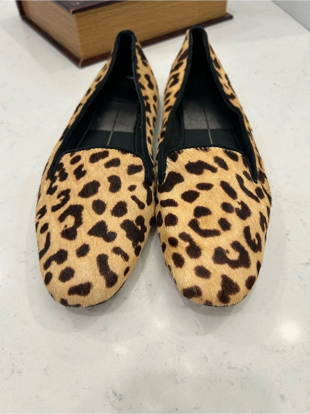 Dolce Vita Leopard Print Slip-On Loafers in Tan and Black